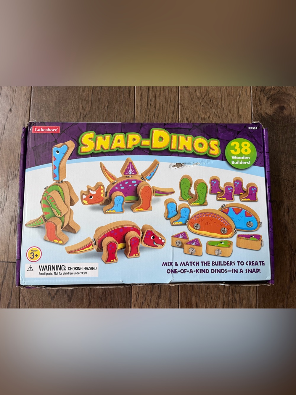 Lakeshore Snap-Dinos Magnetic Wooden Builder Set - Colorful Mix